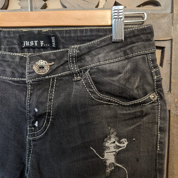 Euro Style Distressed Cotton Skinny Jeans - Picture 1 of 6